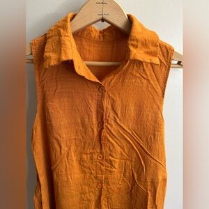 SHEIN Vibrant Orange Sleeveless Blouse mini dress